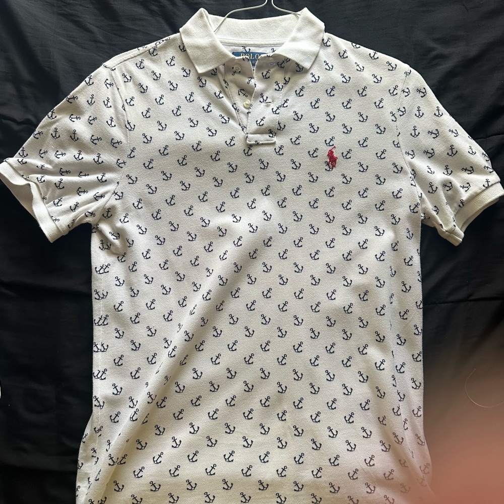 Polo by Ralph Lauren White and Blue Polo Shirt with Logo